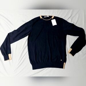 Manuel Ritz navy Sweater with Tan Trim